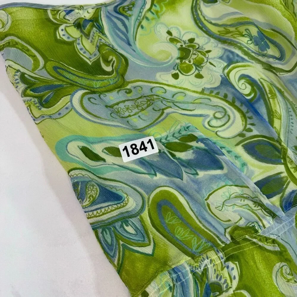 Allison Taylor Green and Blue Paisley A-Line Skirt